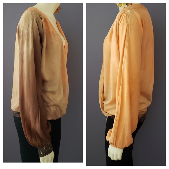 Tie Dye Michelle Jonas Top Blouse Silk Lace Hem - Picture 4 of 8